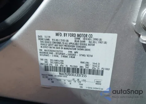 2020 Ford Ecosport Se from USA, damaged, VIN MAJ3S2GEXLC337255